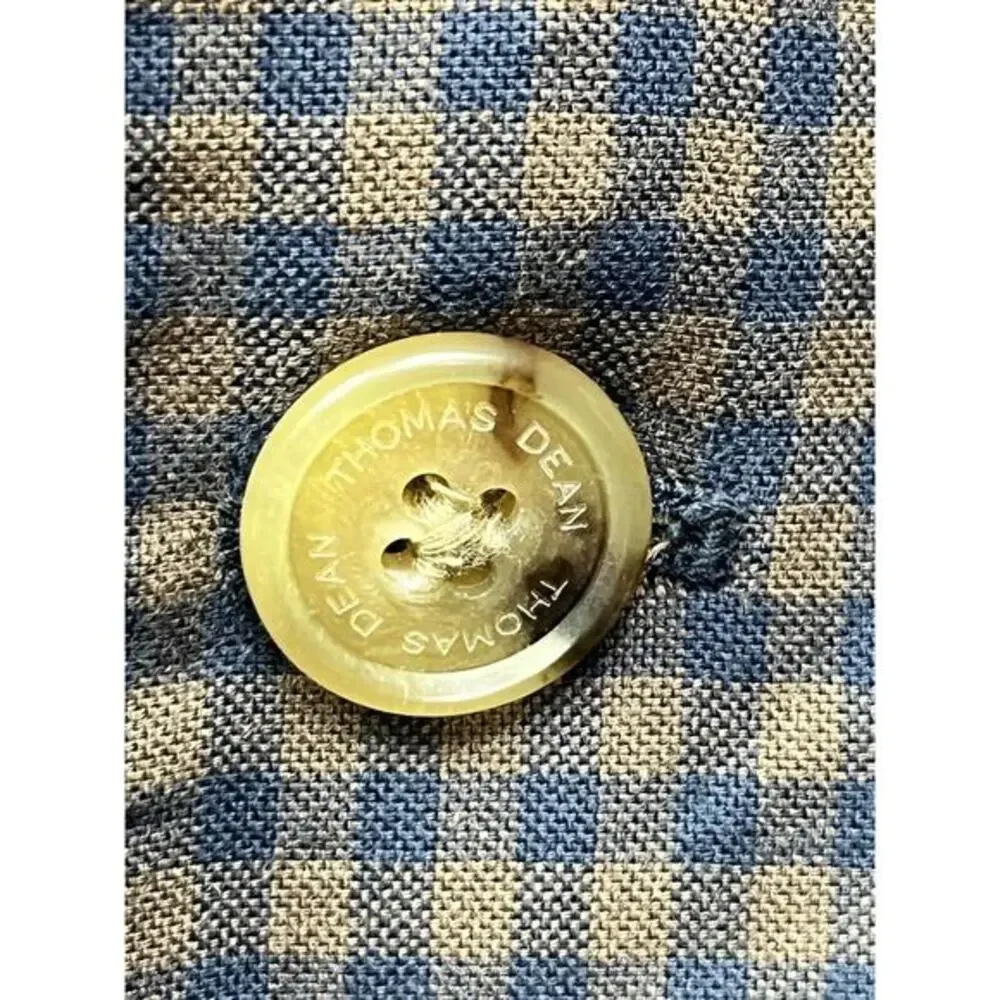 Thomas Dean Blazer Sport Coat‎ Mens Large Plaid two button blue tan 44R Casual